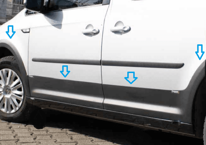 Hovedbilde Skjermbreddere Dørlister VW Caddy 2016-2020 L1 komplett sett