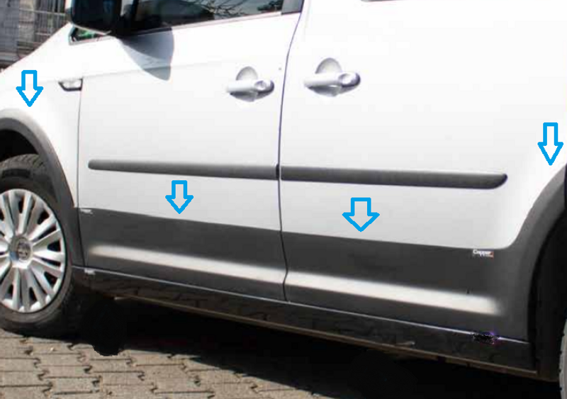 Skjermbreddere Dørlister VW Caddy 2016-2020 L2 komplett sett